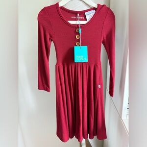 NWT Posh Peanut Red waffle knit long sleeve twirl dress.